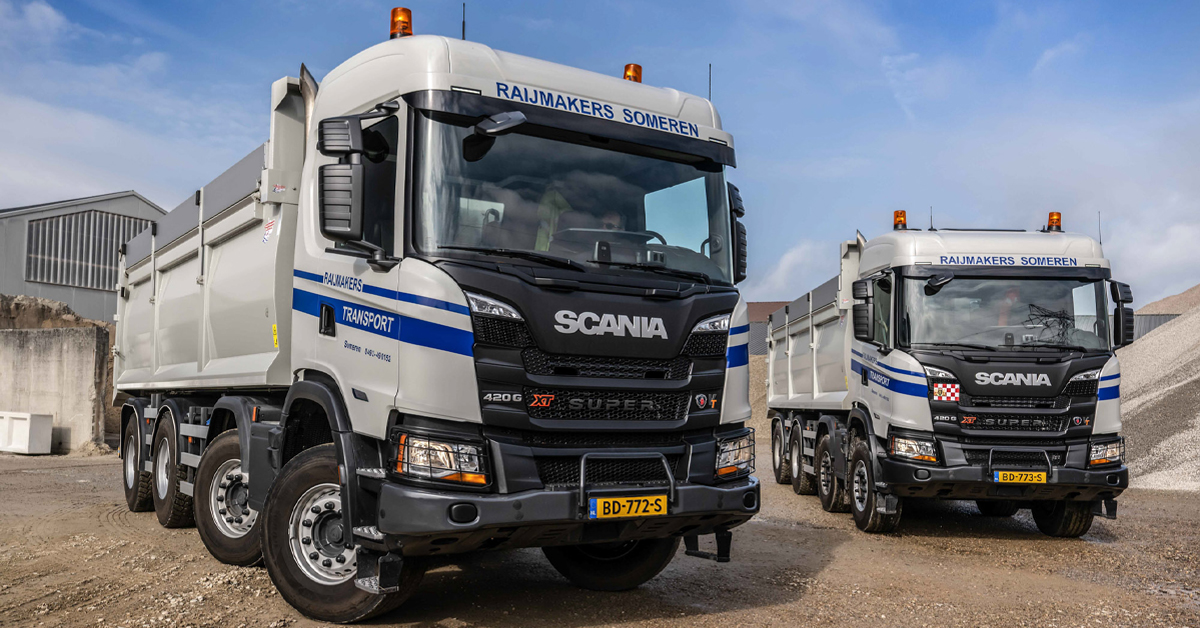Twee Scania wide spread-kippers versterken vloot van Raijmakers