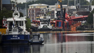 Alphen, een dag na ongeval met bouwkranen