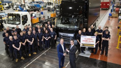Hallam-Express-receives-keys-of-10000th-DAF-truck-with-as-factory-PACCAR-body